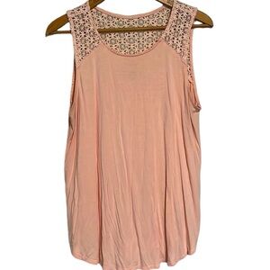 Old Navy Flowy Tank Top Salmón Lace Pink Womens Size XL